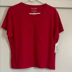 Women's Red Short-Sleeve Cherry Appliqué Tee